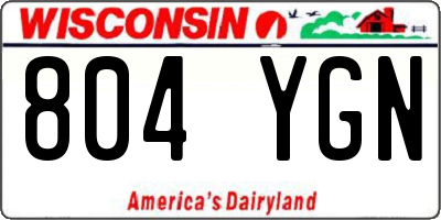 WI license plate 804YGN