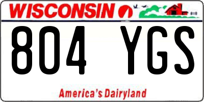 WI license plate 804YGS