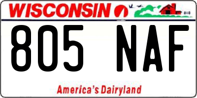 WI license plate 805NAF