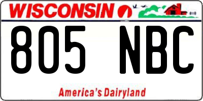 WI license plate 805NBC