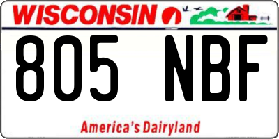 WI license plate 805NBF