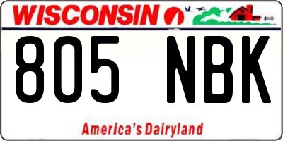 WI license plate 805NBK