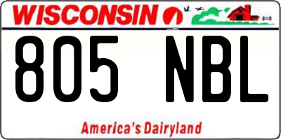WI license plate 805NBL