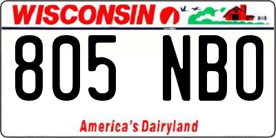 WI license plate 805NBO
