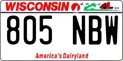 WI license plate 805NBW