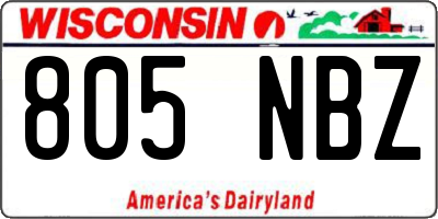 WI license plate 805NBZ