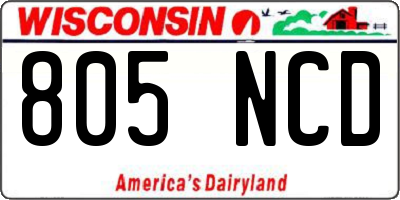 WI license plate 805NCD