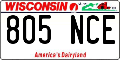 WI license plate 805NCE