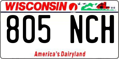 WI license plate 805NCH
