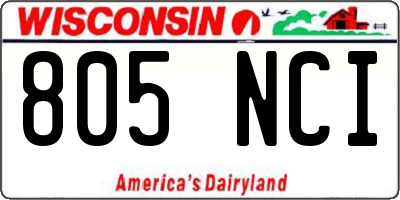 WI license plate 805NCI