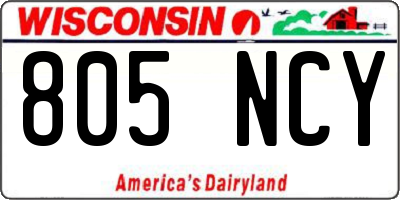 WI license plate 805NCY
