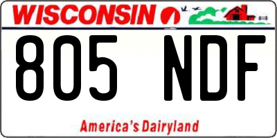 WI license plate 805NDF