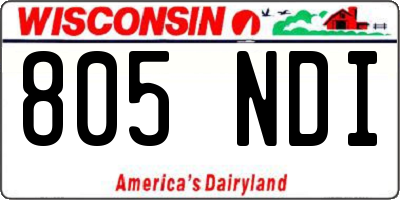 WI license plate 805NDI