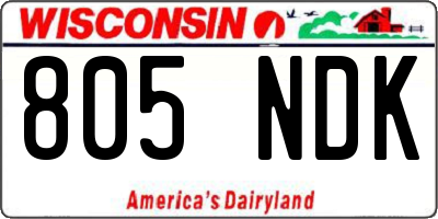 WI license plate 805NDK