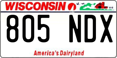 WI license plate 805NDX