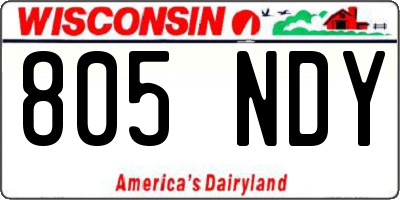 WI license plate 805NDY