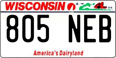 WI license plate 805NEB
