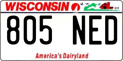 WI license plate 805NED