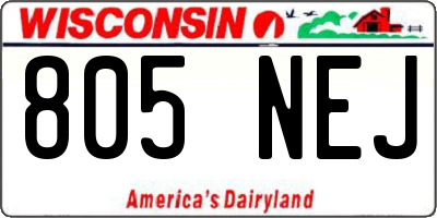WI license plate 805NEJ