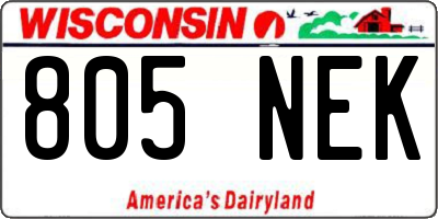 WI license plate 805NEK