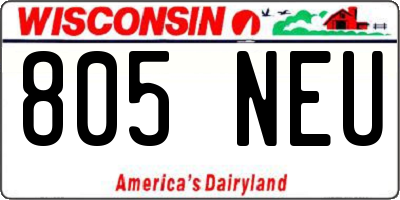 WI license plate 805NEU