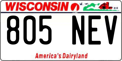 WI license plate 805NEV
