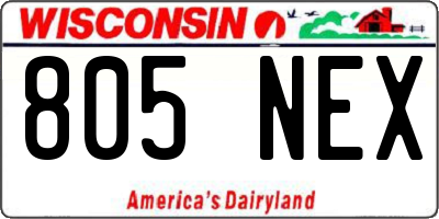 WI license plate 805NEX
