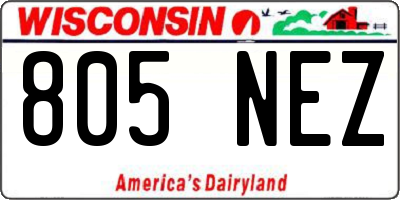 WI license plate 805NEZ