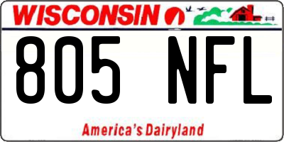 WI license plate 805NFL