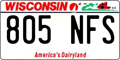 WI license plate 805NFS