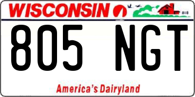 WI license plate 805NGT
