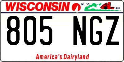 WI license plate 805NGZ