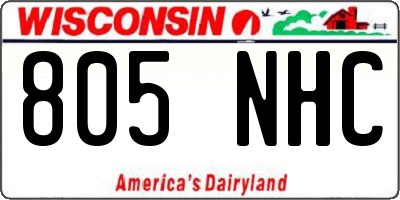 WI license plate 805NHC