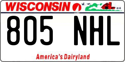 WI license plate 805NHL