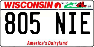 WI license plate 805NIE