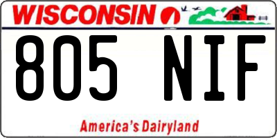 WI license plate 805NIF