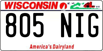 WI license plate 805NIG
