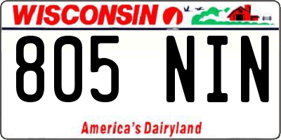 WI license plate 805NIN