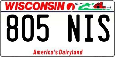 WI license plate 805NIS