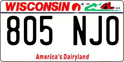 WI license plate 805NJO