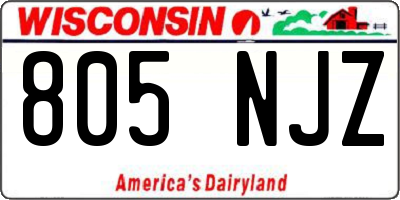 WI license plate 805NJZ