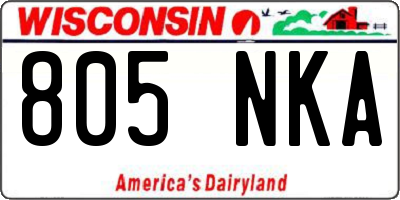 WI license plate 805NKA