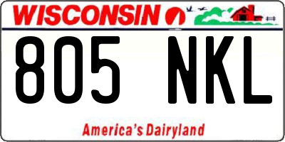 WI license plate 805NKL