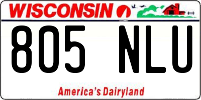WI license plate 805NLU