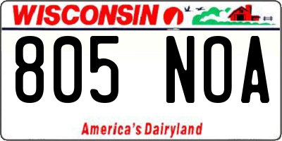 WI license plate 805NOA