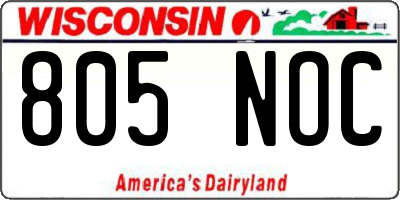 WI license plate 805NOC