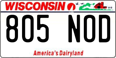 WI license plate 805NOD