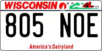 WI license plate 805NOE