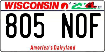 WI license plate 805NOF