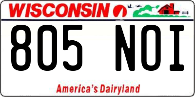 WI license plate 805NOI